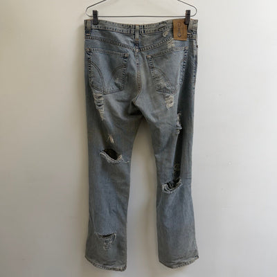 00s Dolce & Gabbana Shredded Light Wash Distressed Jeans