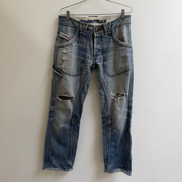 Diesel Lightwash Distressed Cargo Jeans