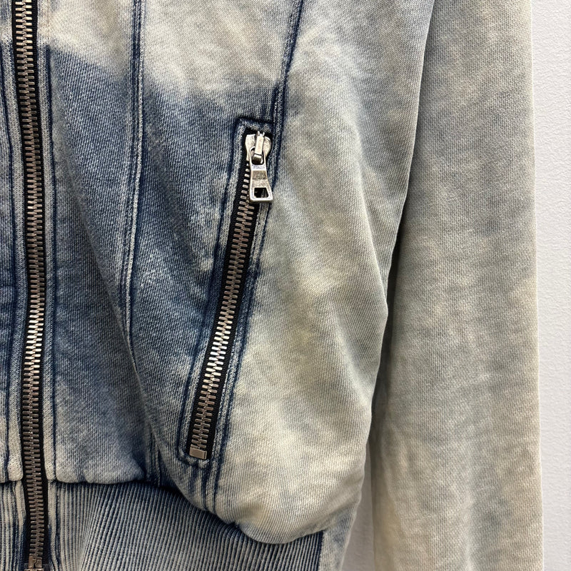 Balmain Semi Washed Zip Up Hoodie