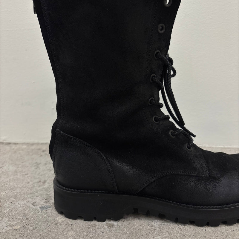 Shellac Cowhide Suede Leather Long Boots