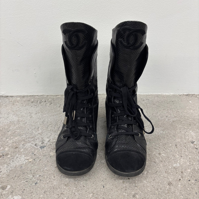Chanel Perforated Leather Mid Length Sneakers
