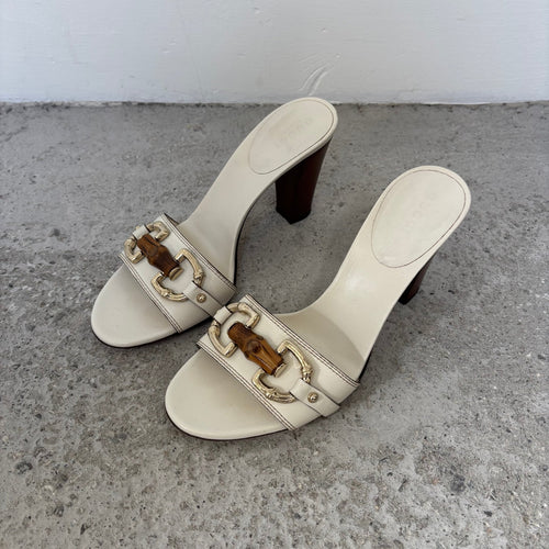 SS02 Gucci By Tom Ford Bamboo Horse Bit Leather Sandal Heels
