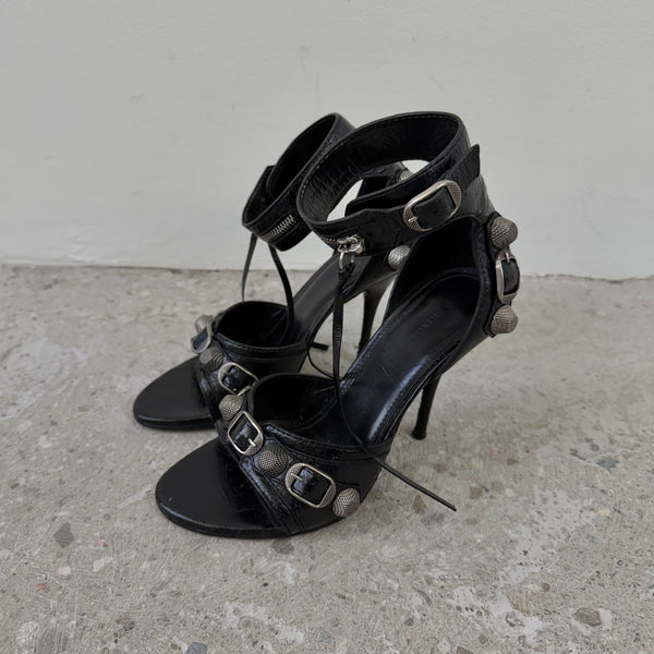SS22 Balenciaga Le Cagole Leather Heel Sandals