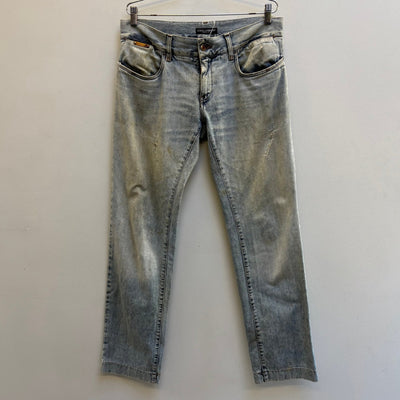 00s Dolce&Gabbana Distressed Light Wash Straight Cut Jeans
