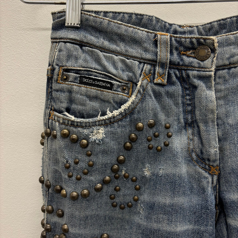 00s Dolce & Gabbana Studded Fur Pocket Jeans