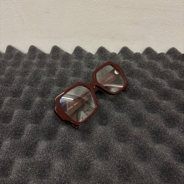 Celine Maroon Oversized Square Optical Glasses