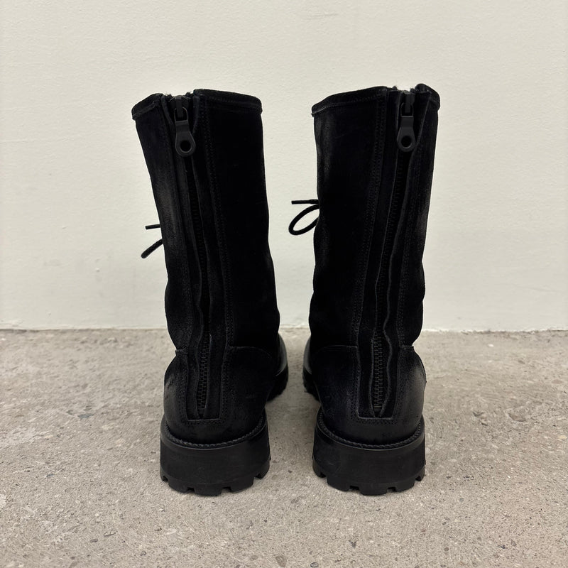 Shellac Cowhide Suede Leather Long Boots