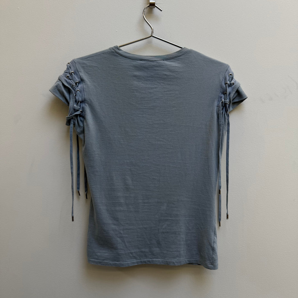 Christian Dior Lace Up Short Sleeve Top