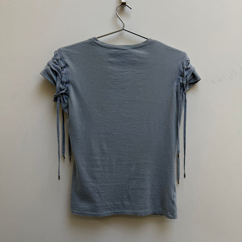 Christian Dior Lace Up Short Sleeve Top