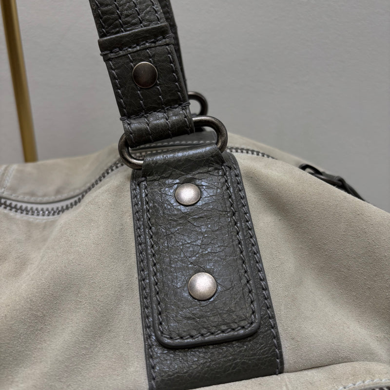 FW14 Balenciaga Suede Dual Pocket Duffle Bag