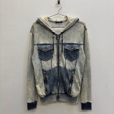 Balmain Semi Washed Zip Up Hoodie