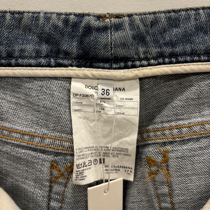 00s Dolce & Gabbana Studded Fur Pocket Jeans