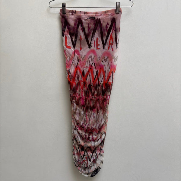 00s Jean Paul Gaultier Ruched Printed Maxi Skirt