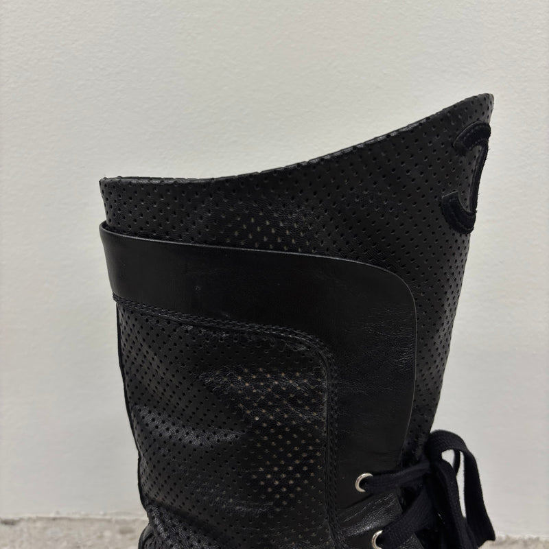 Chanel Perforated Leather Mid Length Sneakers