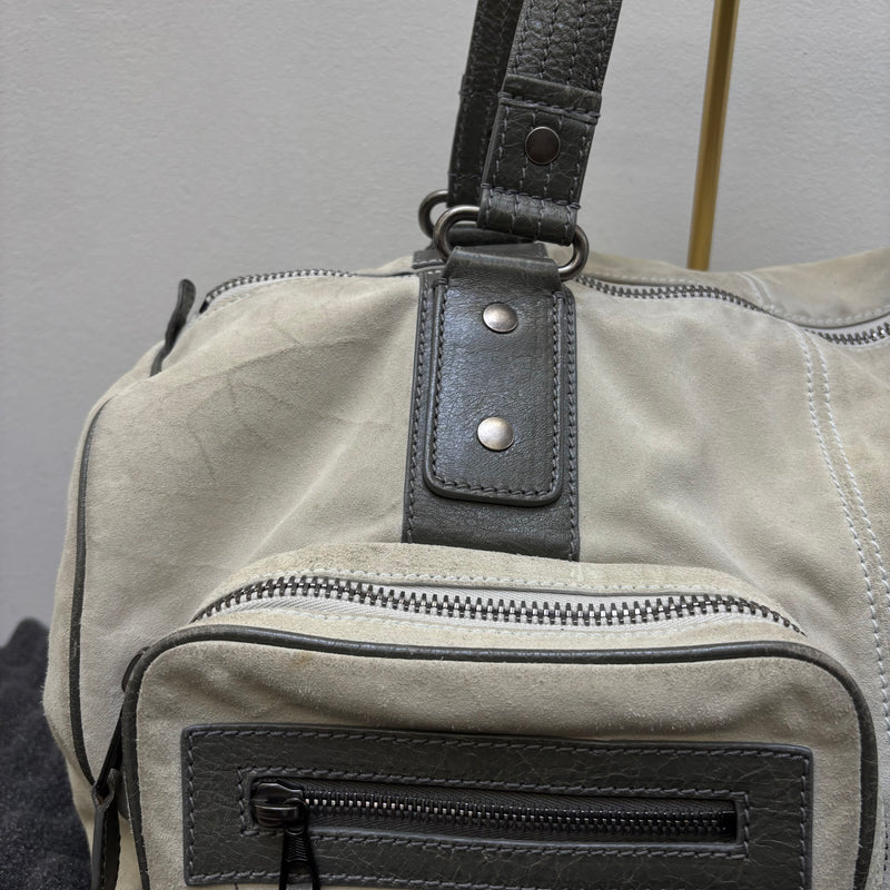 FW14 Balenciaga Suede Dual Pocket Duffle Bag