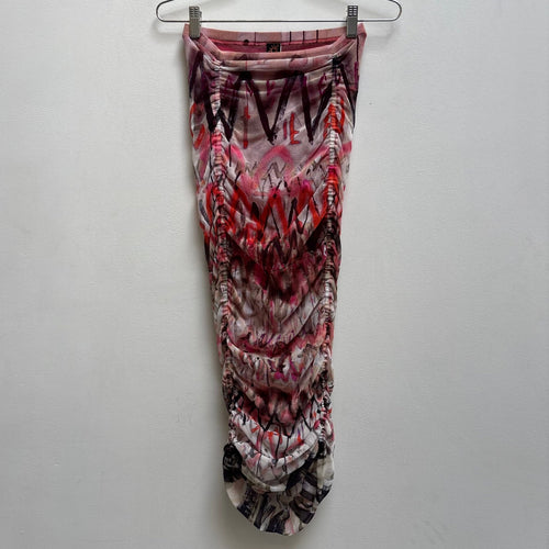 00s Jean Paul Gaultier Ruched Printed Maxi Skirt