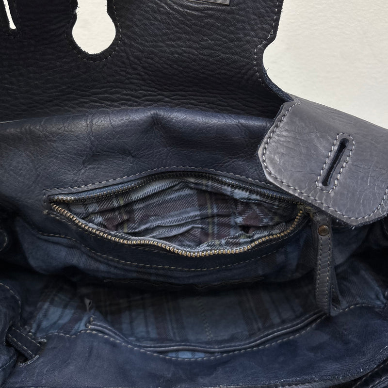 Firkin Navy Star Leather Handbag