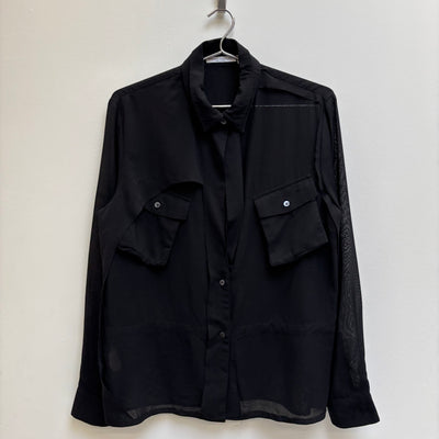 90s Hussein Chalayan Deconstructed Mesh Blouse
