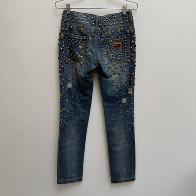 FW14 Dolce & Gabbana Crystal Embellished Jeans