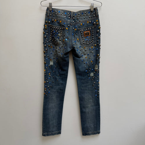 FW14 Dolce & Gabbana Crystal Embellished Jeans