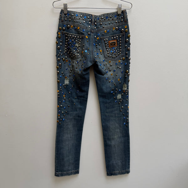 FW14 Dolce & Gabbana Crystal Embellished Jeans