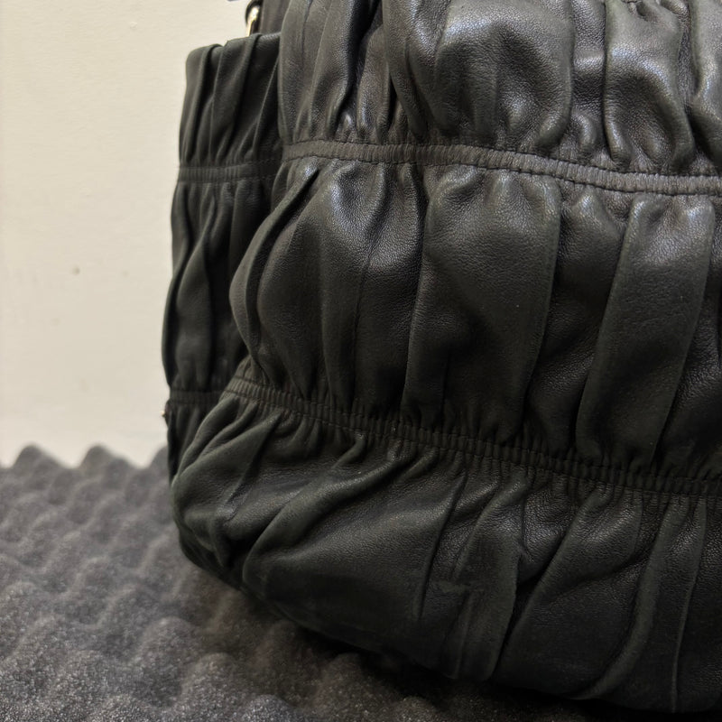 Prada Gaufre Leather Shoulder Hobo Bag