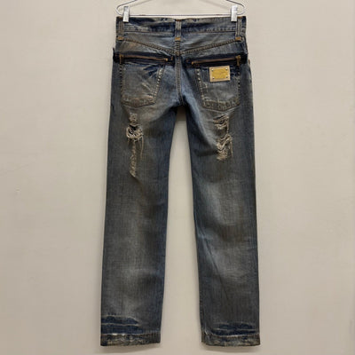 00s Dolce & Gabbana Mud Wash Distressed Straight Leg Jeans