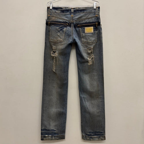 00s Dolce & Gabbana Mud Wash Distressed Straight Leg Jeans
