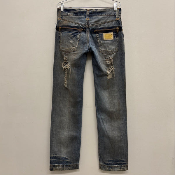 00s Dolce & Gabbana Mud Wash Distressed Straight Leg Jeans