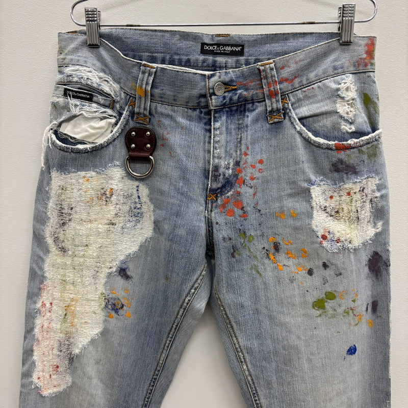 00s Dolce & Gabbana Paint Splattered Distressed Jeans