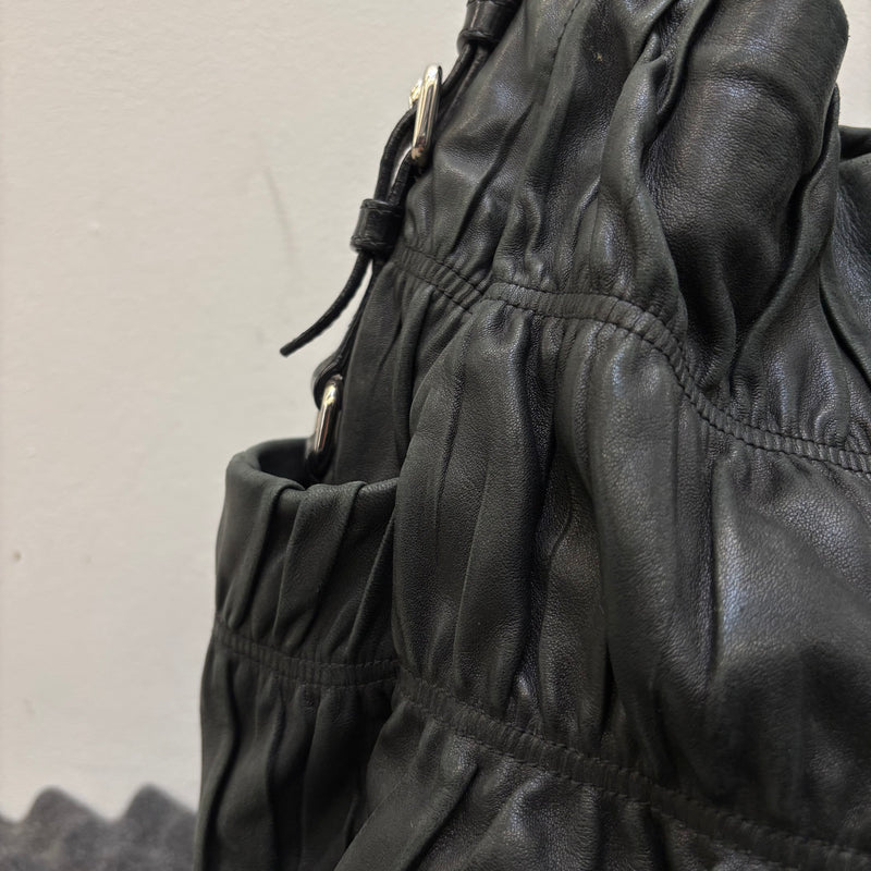 Prada Gaufre Leather Shoulder Hobo Bag