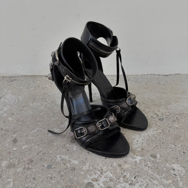 SS22 Balenciaga Le Cagole Leather Heel Sandals