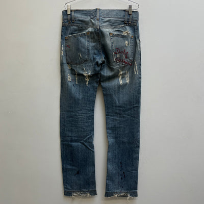Dolce and Gabanna Distressed Paint-Splatter Jeans
