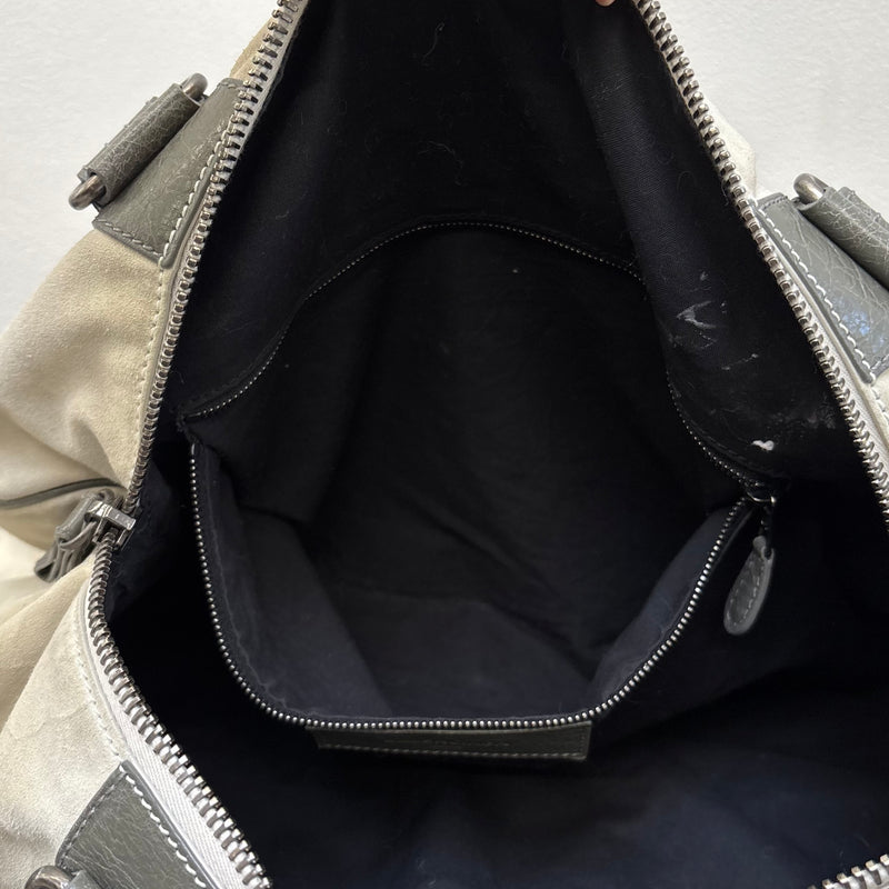 FW14 Balenciaga Suede Dual Pocket Duffle Bag