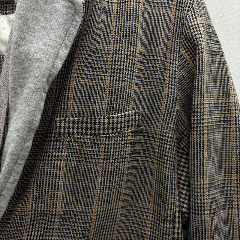 Final Home Hooded Plaid Blazer