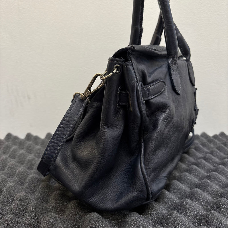 Firkin Navy Star Leather Handbag