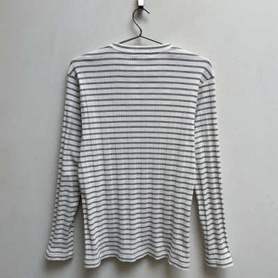 5351 Pour Les Hommes Striped V-Neck Ribbed Long Sleeve