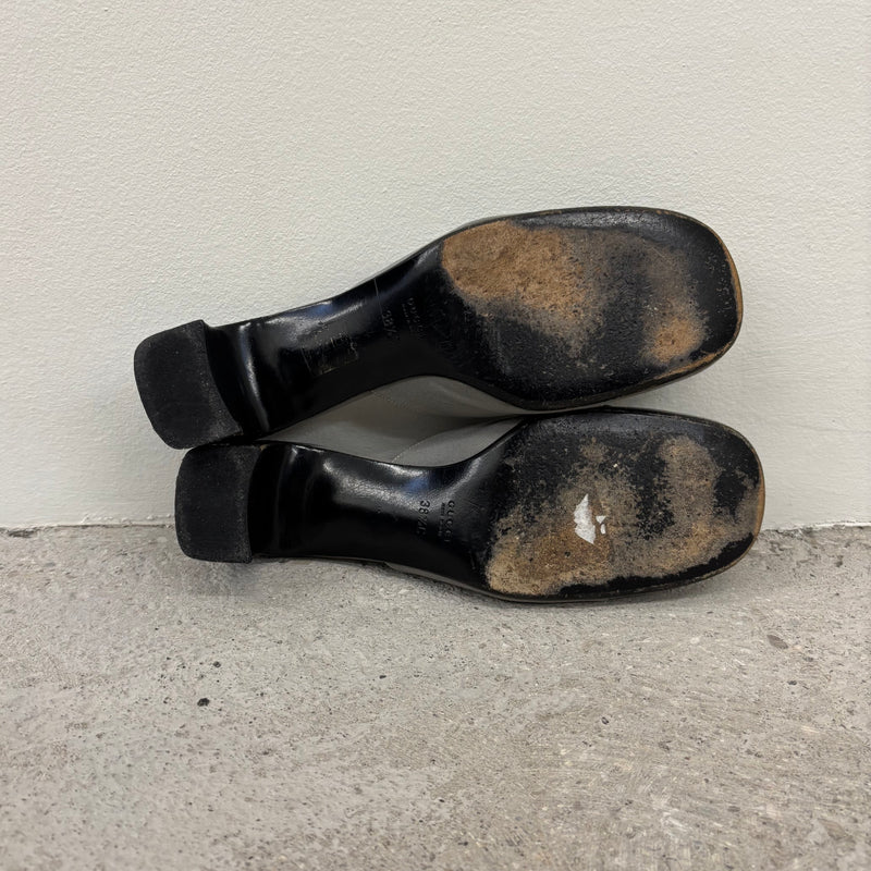 Gucci Silver Buckle Mule Heels