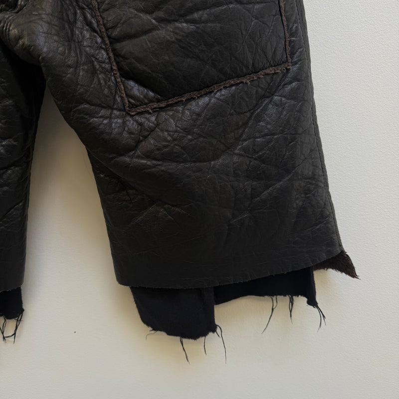 00s Le Grande Bleu (L.G.B.) Layered Deer Leather Shorts
