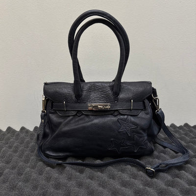 Firkin Navy Star Leather Handbag