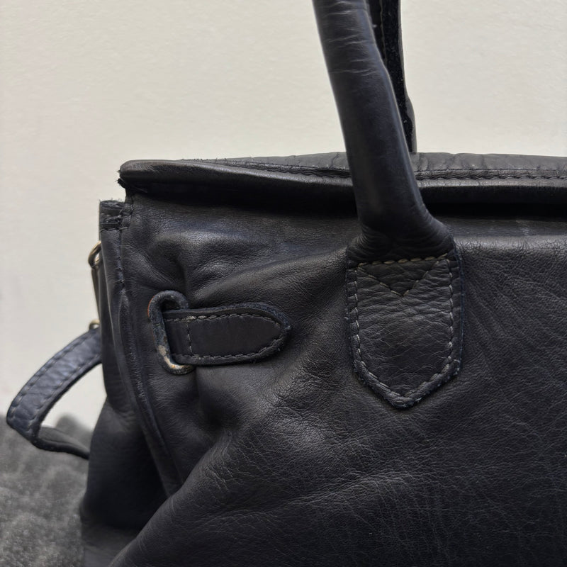 Firkin Navy Star Leather Handbag