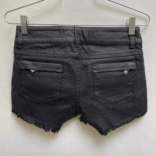 Barbara Sui Waxed Denim Mini Shorts