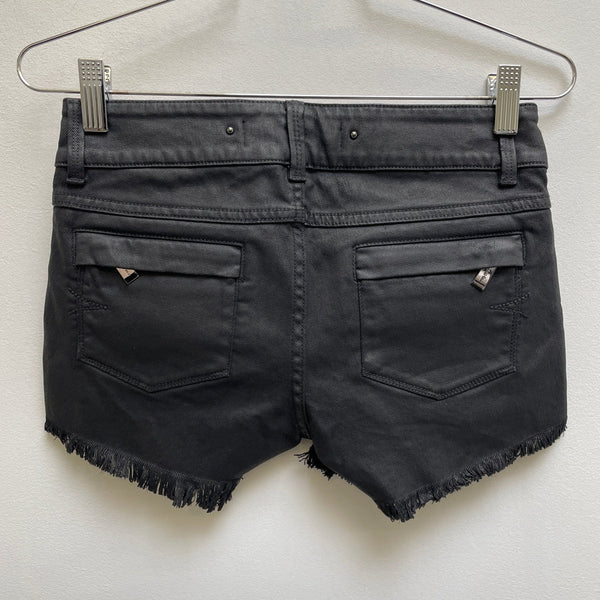 Barbara Sui Waxed Denim Mini Shorts