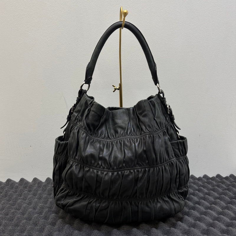 Prada Gaufre Leather Shoulder Hobo Bag