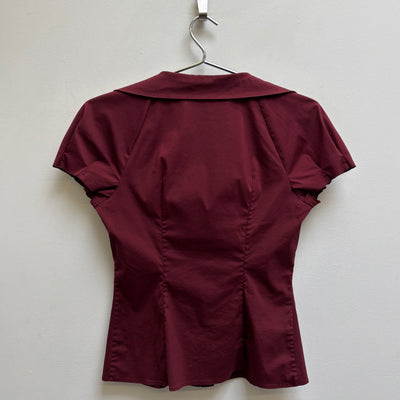 FW09 Prada Ruched Deep Neck Short Sleeve Blouse