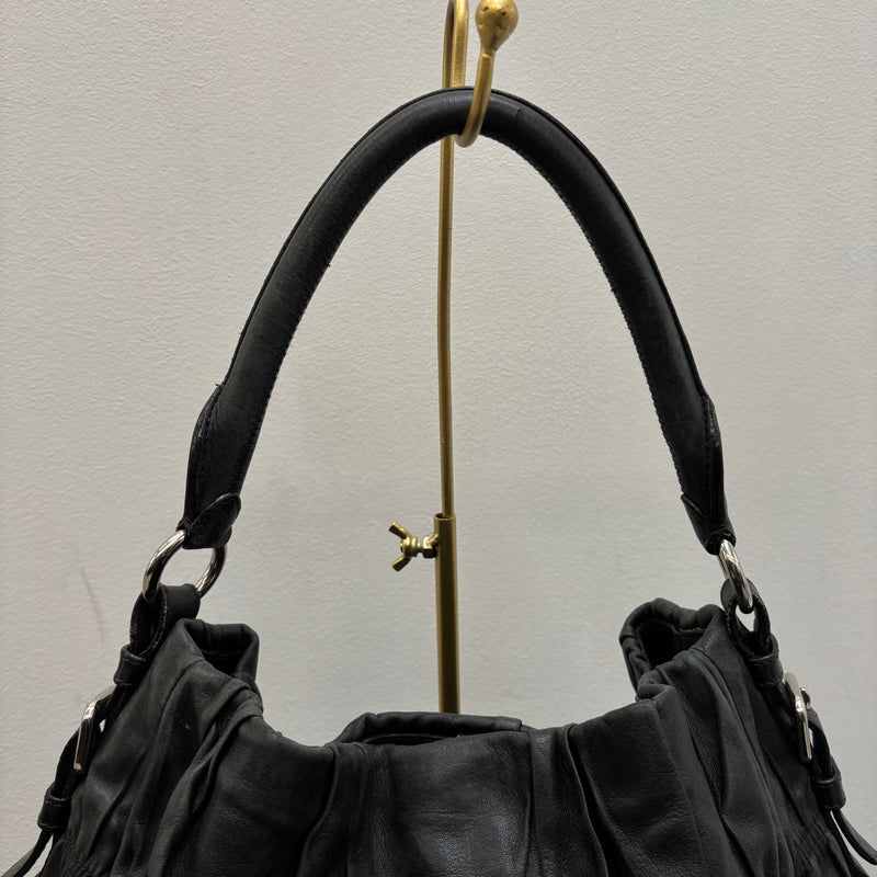 Prada Gaufre Leather Shoulder Hobo Bag