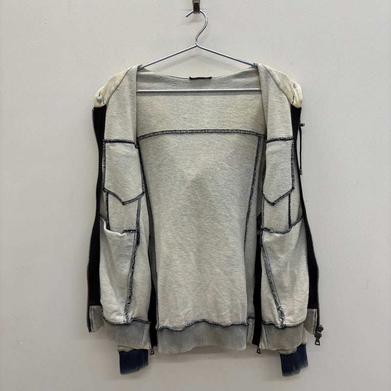 Balmain Semi Washed Zip Up Hoodie