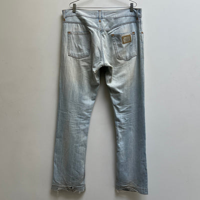 00s Dolce & Gabbana Lightwash Mudded Distressed Jeans