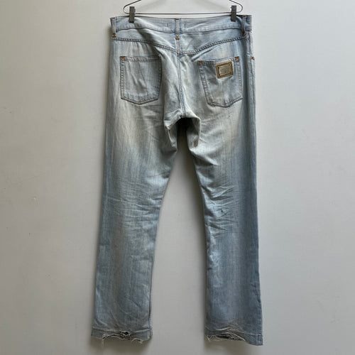00s Dolce & Gabbana Lightwash Mudded Distressed Jeans
