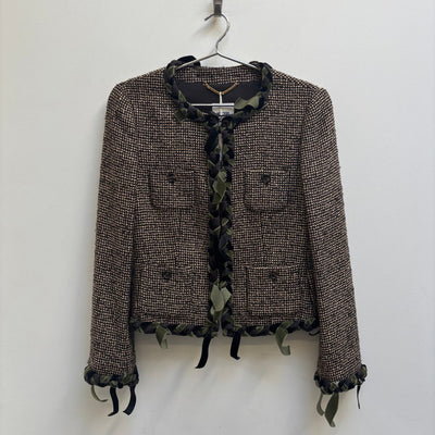 00s Moschino Collarless Tweed Jacket